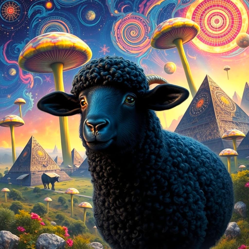 Cute but Cunning Black Sheep in Cosmic Landscape