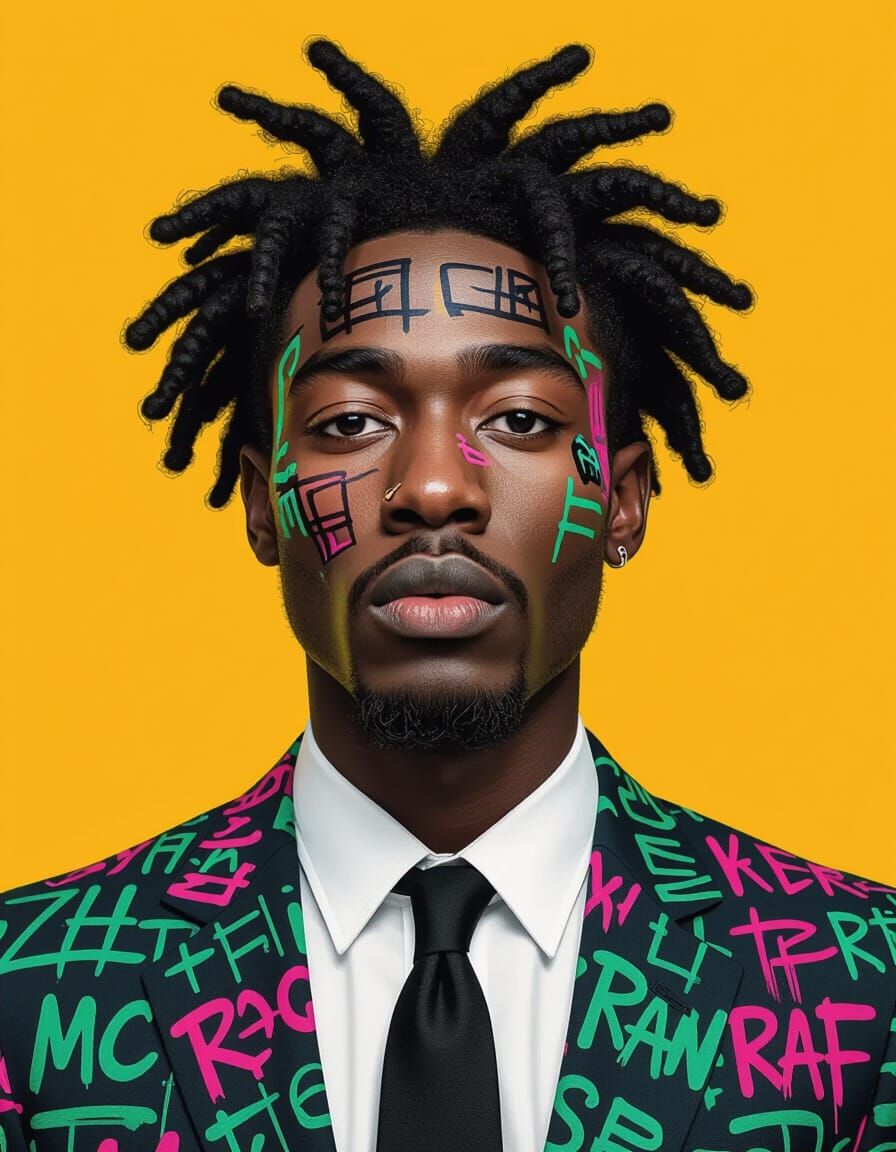 Expressive Portrait of a Man in Graffiti Style