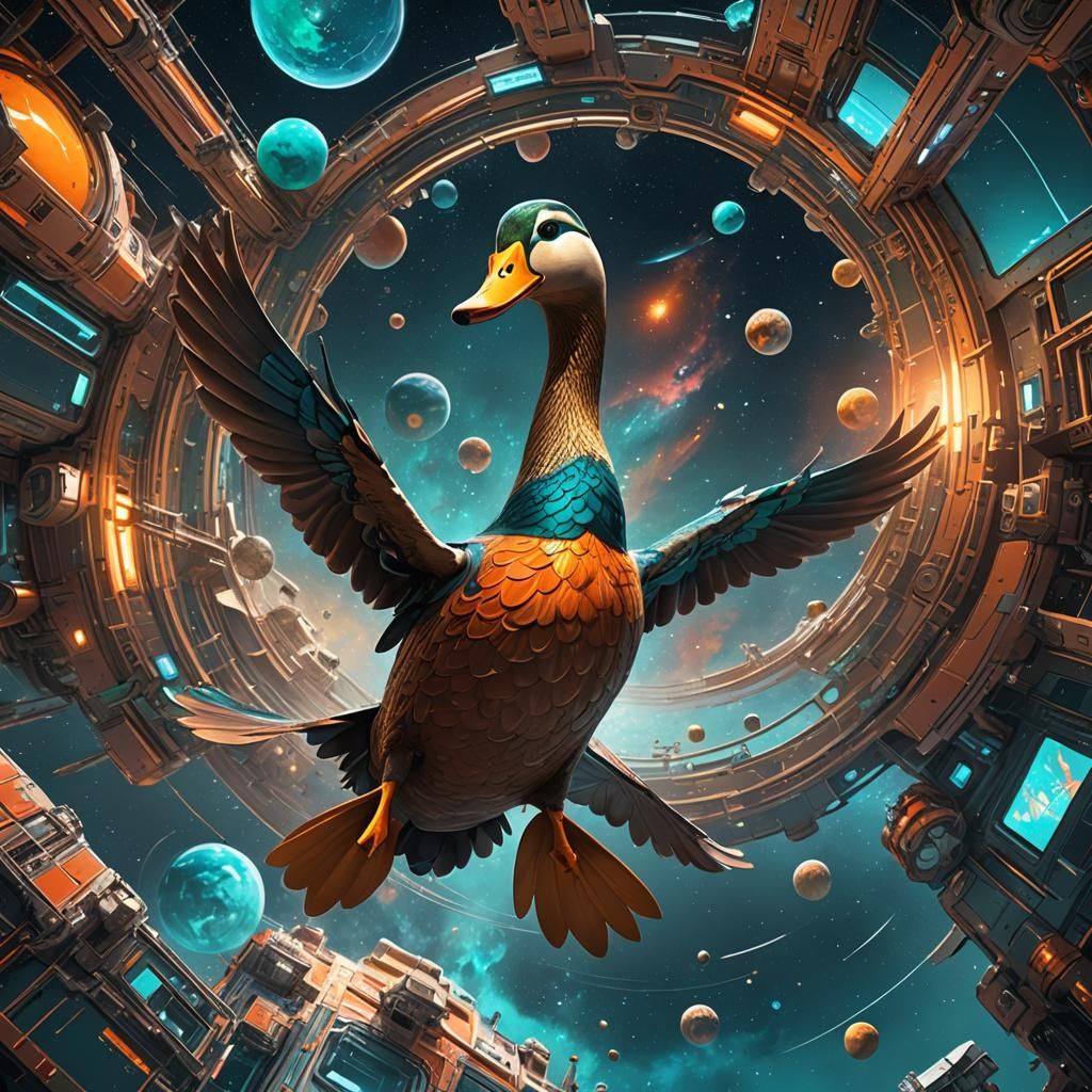 Giant Duck in Space: Hyperdetailed Concept Art