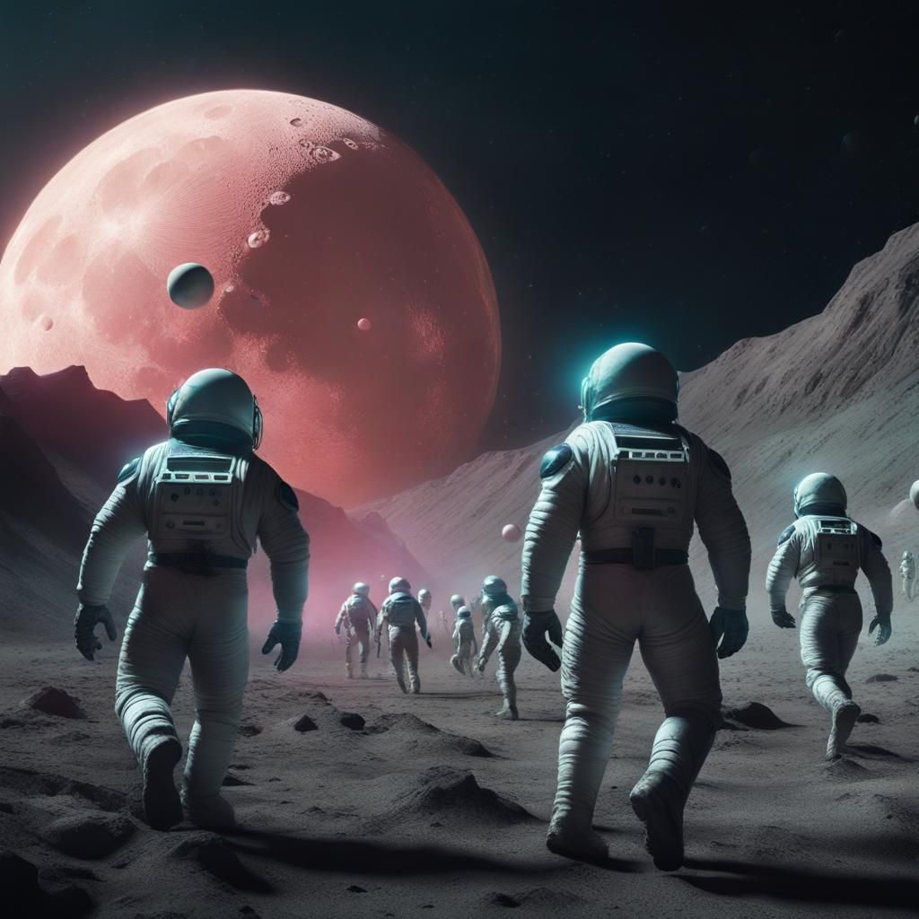 Neon Moon Rugby Match: A Digital Painting