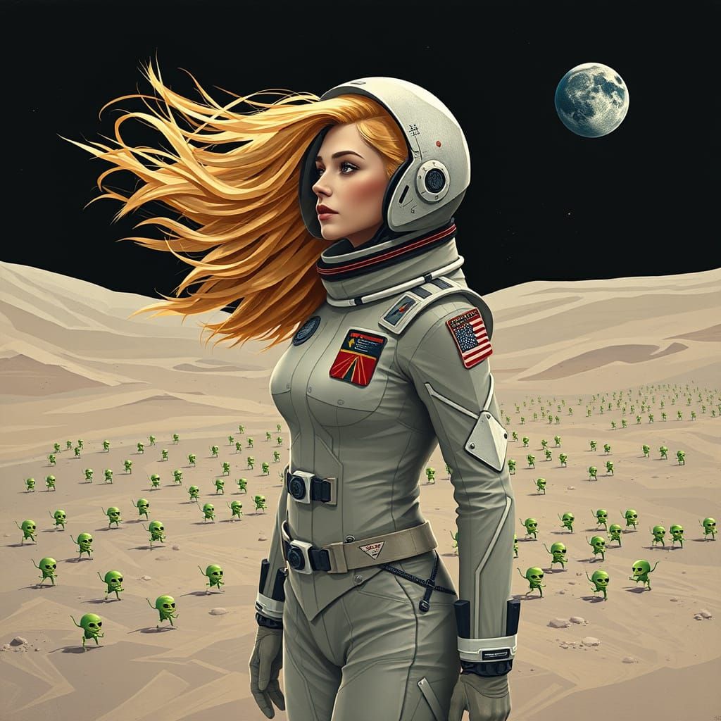 Glamorous Astronaut Girl on the Moon