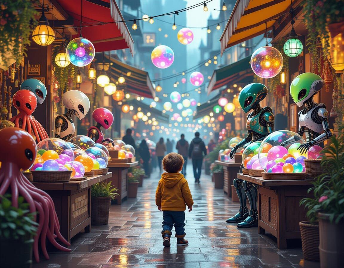 Alien Market Point-of-View with Bubble Pets