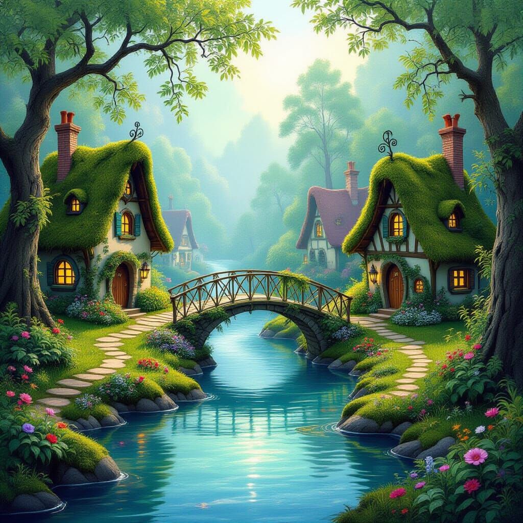 Enchanted Fairy Village by a Magical River