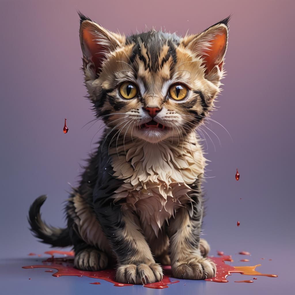Hyperrealistic Kitten Vampire Hybrid Concept Art