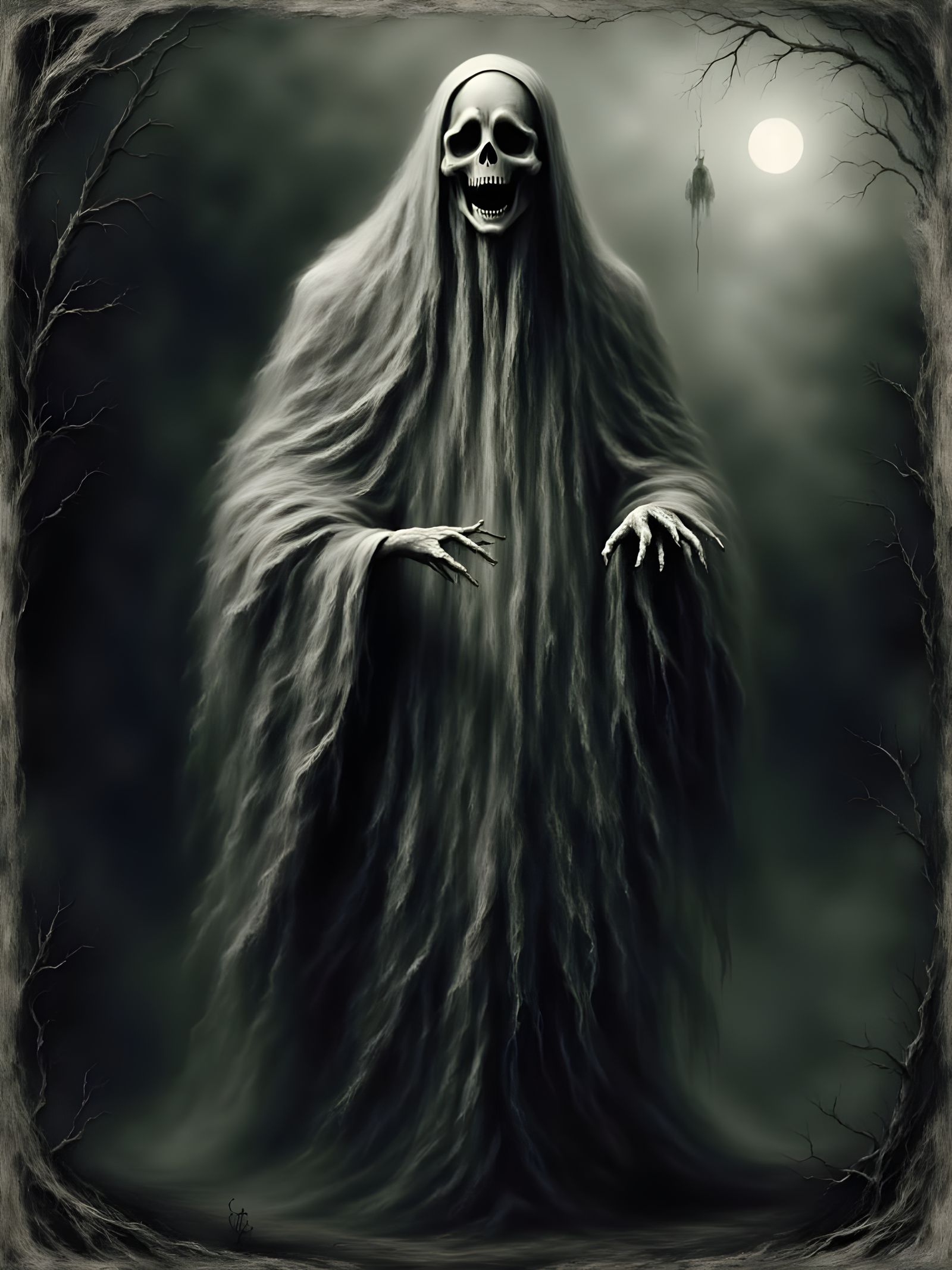 Creepy Ghost Father Christmas in Vintage Photograph Style