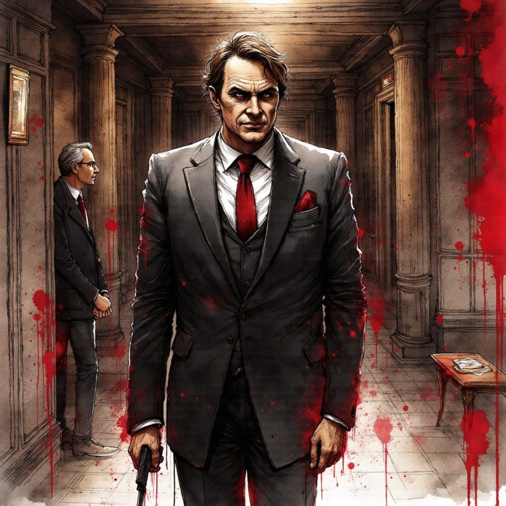 Ink Poet Style Colored Ink Illustration of a Man