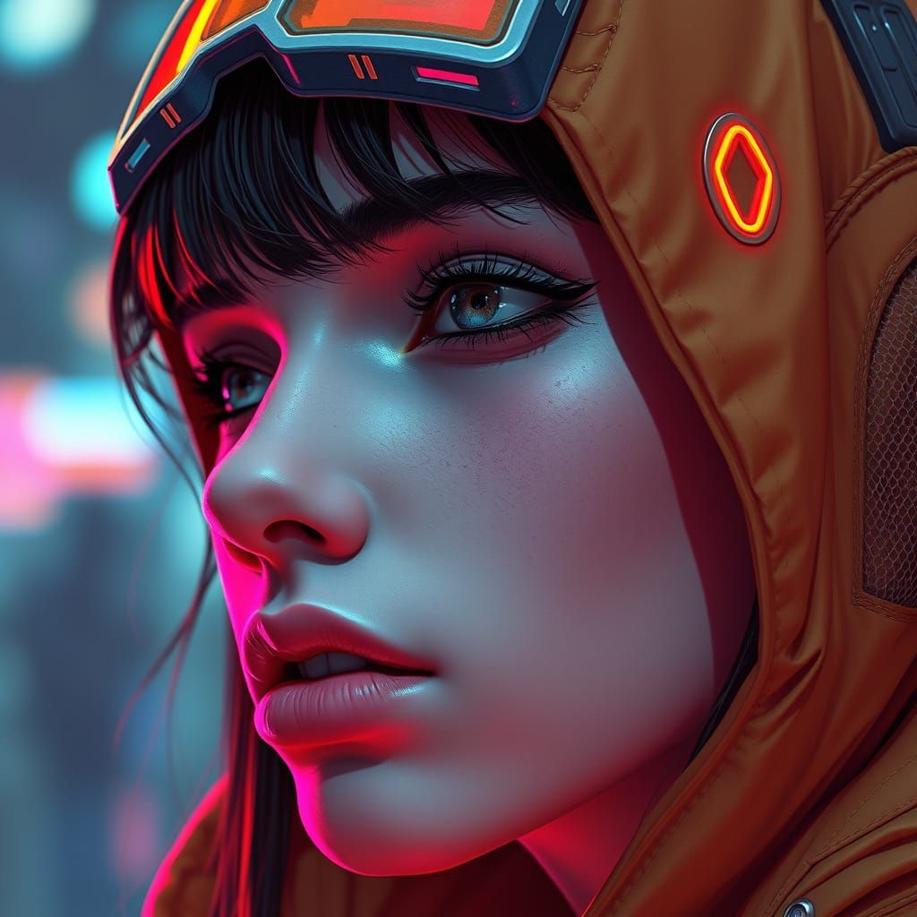 Futuristic Digital Portrait with Neon Accents