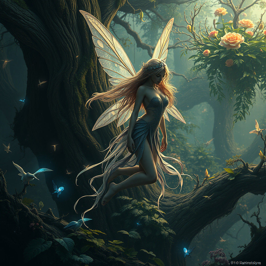 Ethereal Fairy in a Detailed Matte Painting