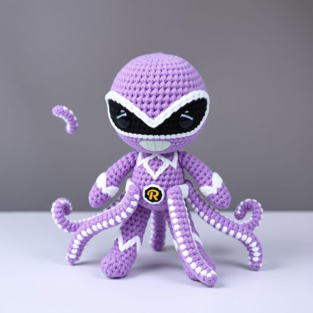 Power Ranger amigurumi in Lilac Spirit of the Octopus