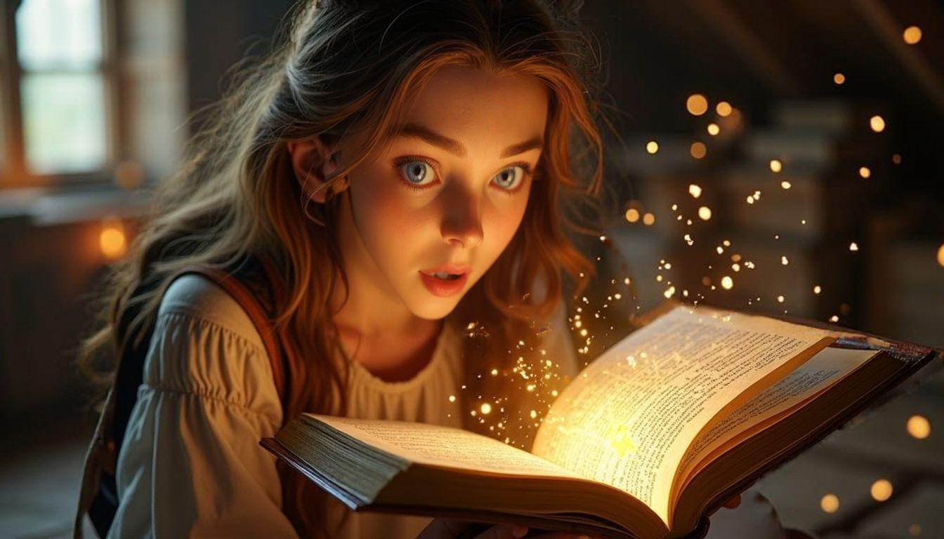 Earthly Witch Captured in Whimsical, Magical Attic Scene