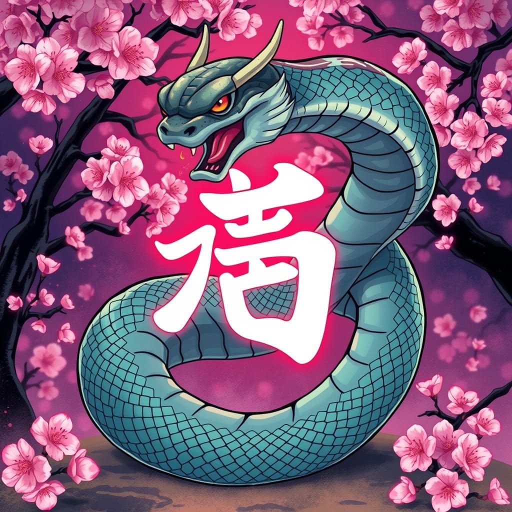 Snake Goddess in Anime-Inspired Art