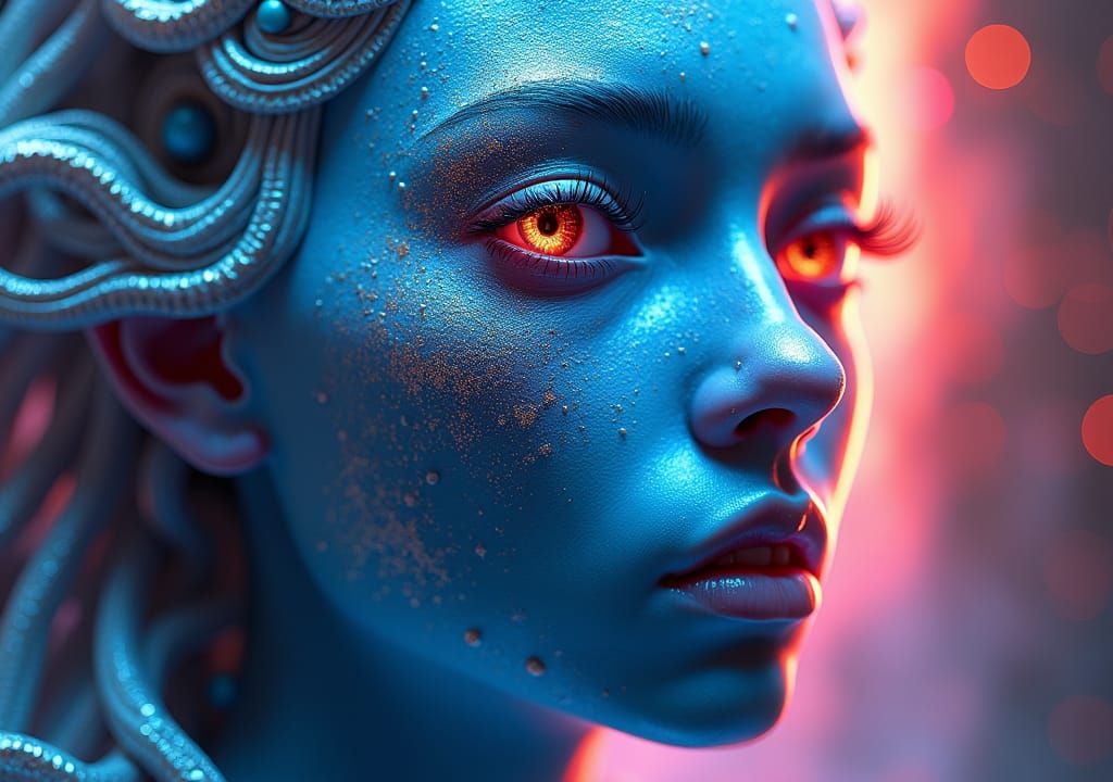 Iridescent Alien Portrait in Sci-Fi Concept Art Style