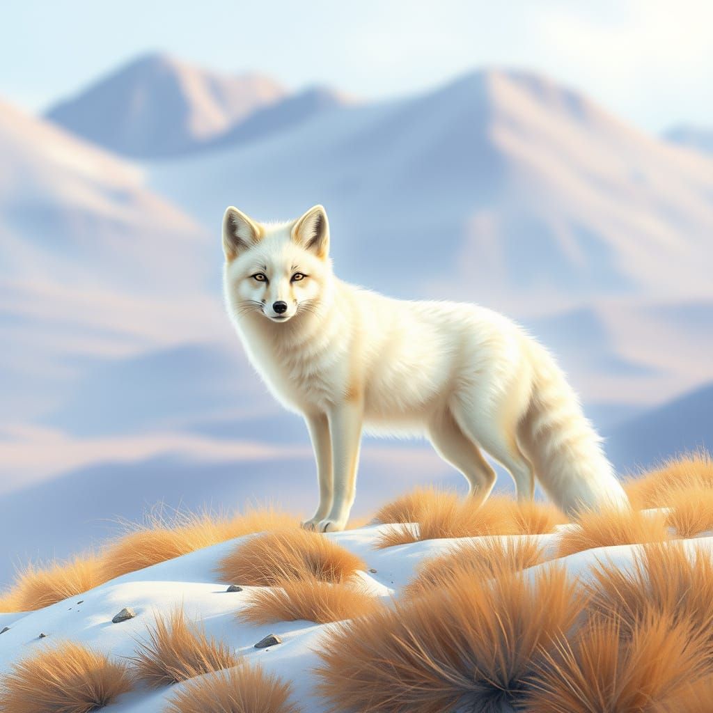 Arctic Fox in Tundra: A Pastel Drawing