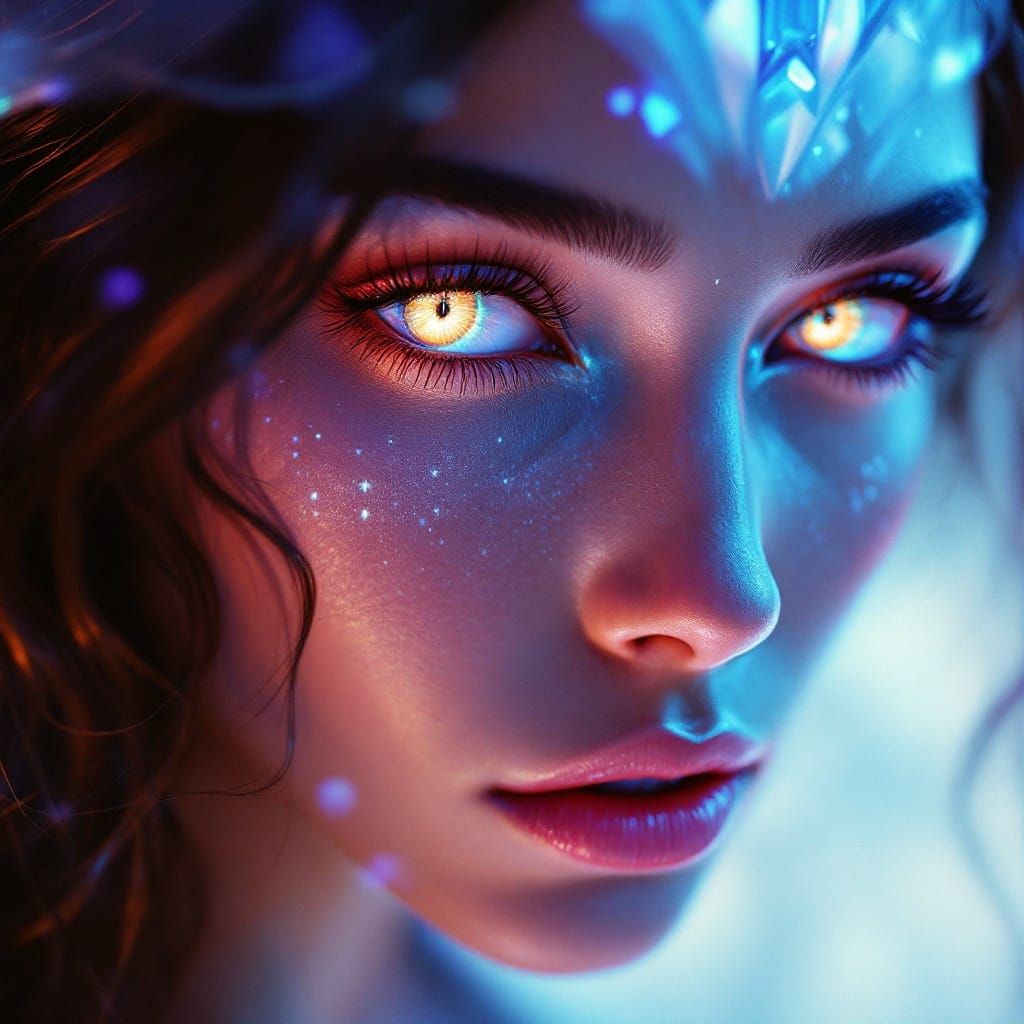 Ethereal Goddess with Soft Neon Glow