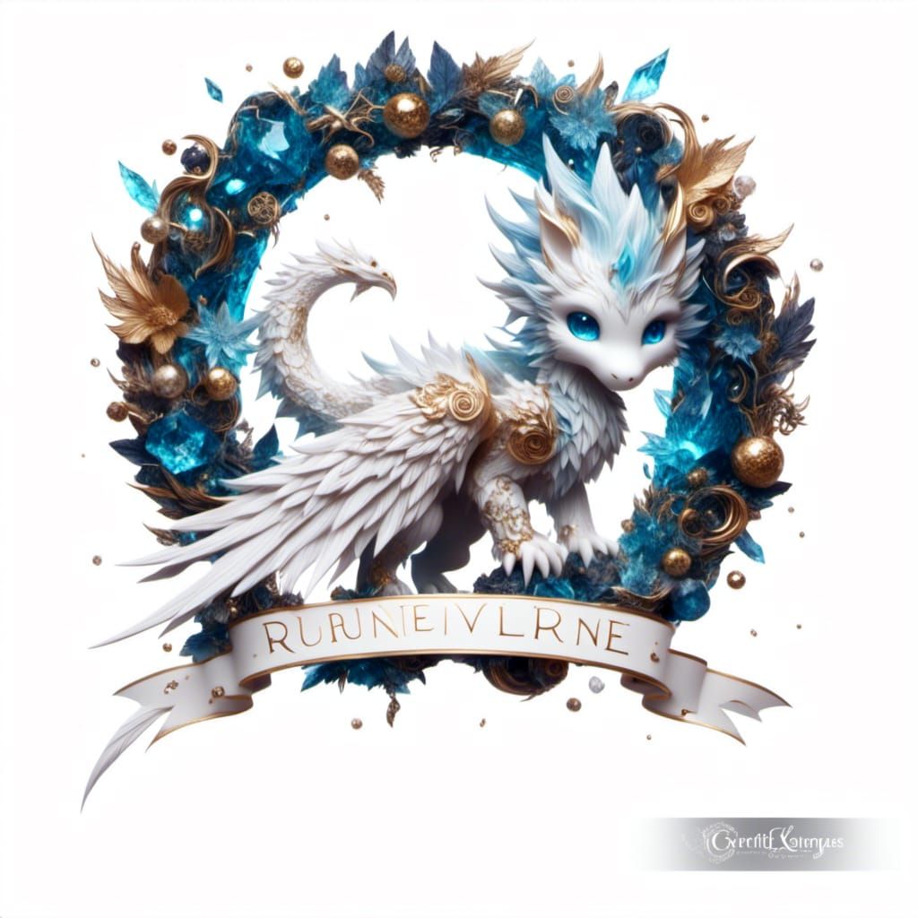 Griffin Dragon Logo with Winged Feather Design