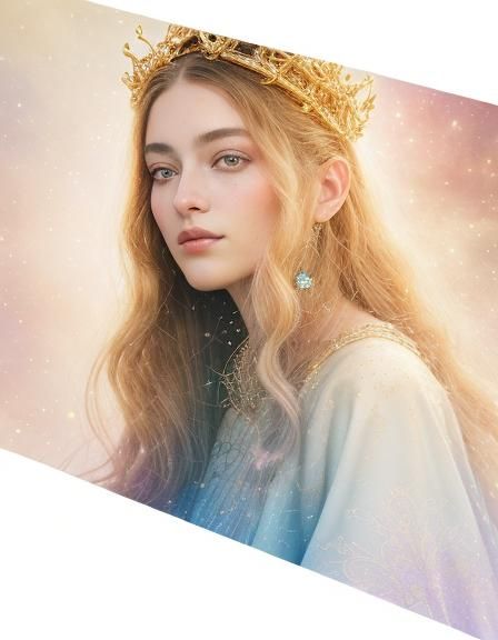 Celestial Queen on Star Throne: Fantasy Art