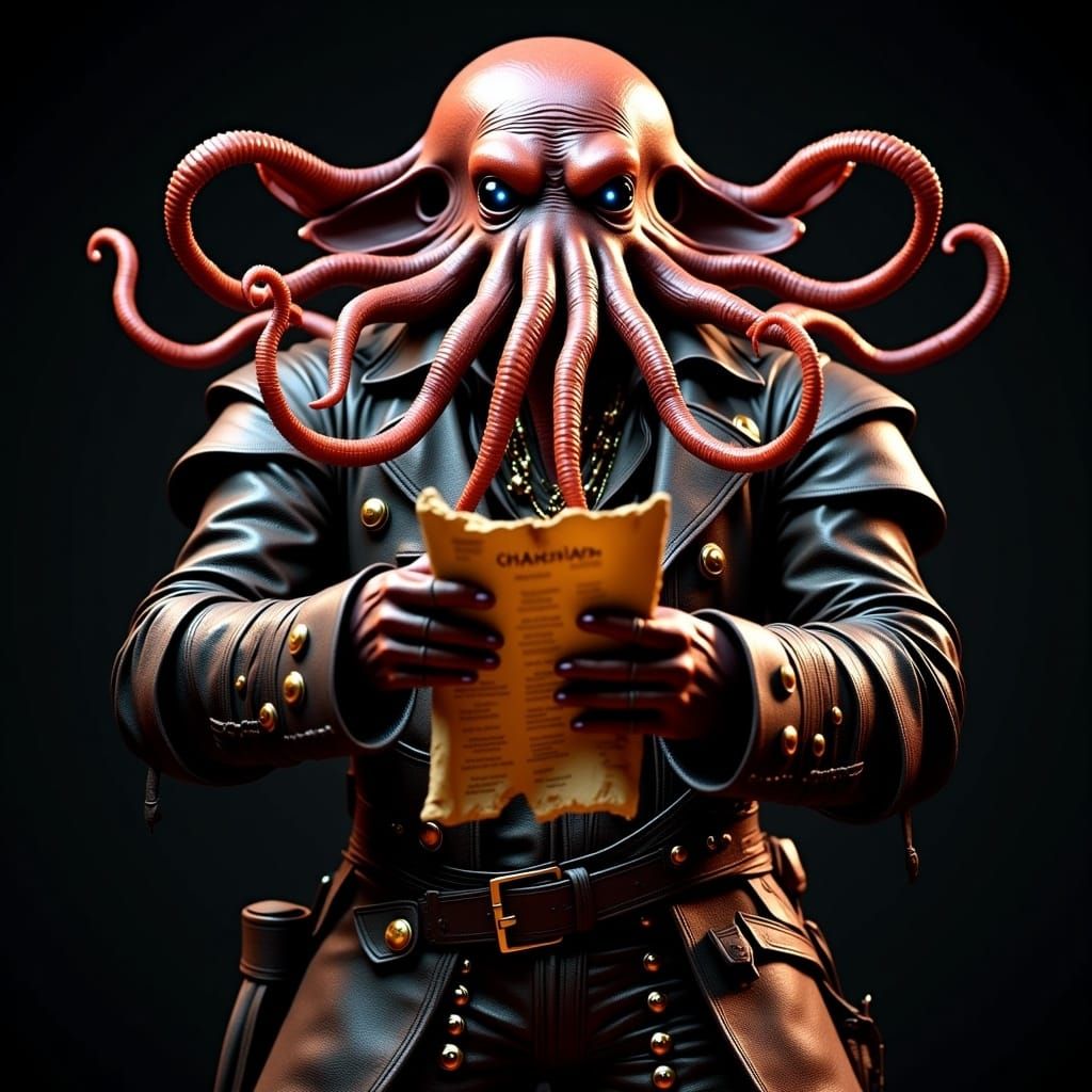 Lovecraftian Pirate Statue in Dark Fantasy Style