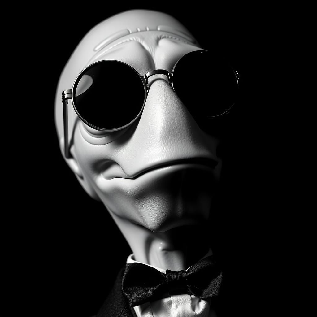 Squidward in Black and White Film Noir Portrait