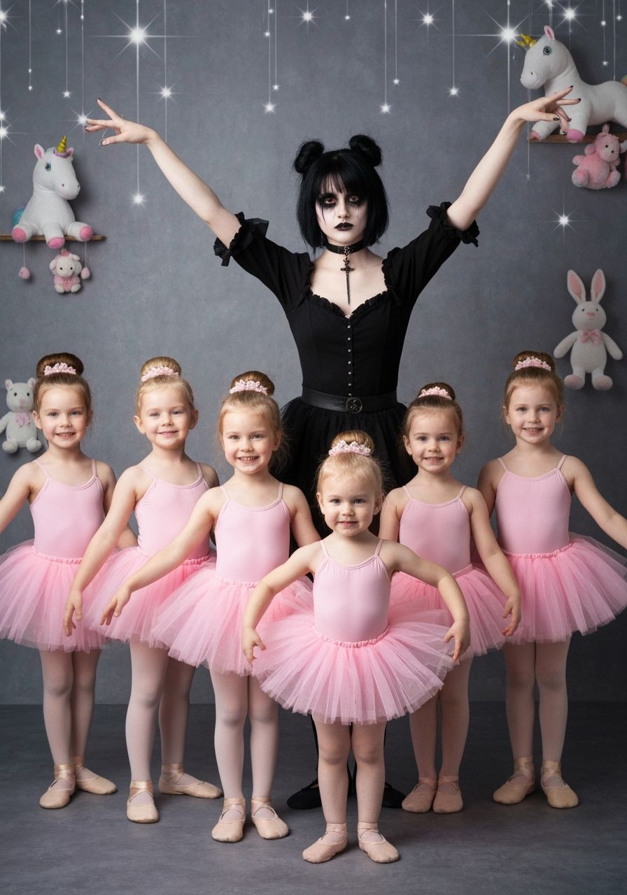 Goth Teen Joins Ballet Class With Pink-Tutu Girls