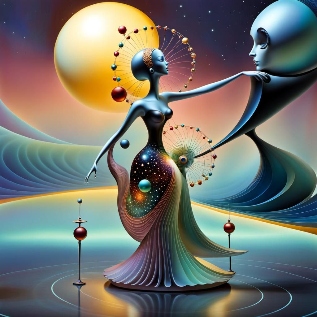 Atomic Universe Inside Dancing Figures