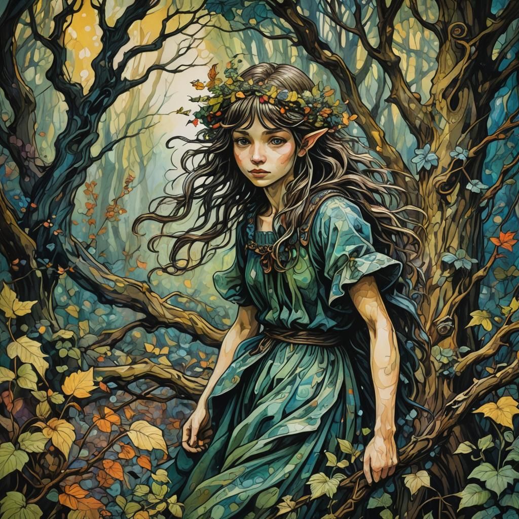 Mystical Forest Encounter in Rackham Style