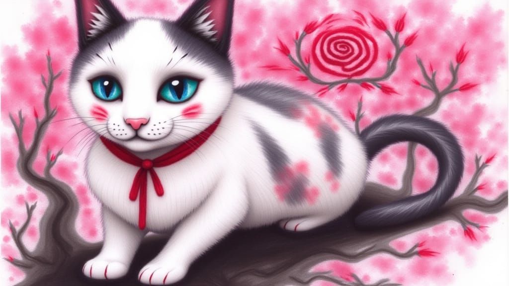 Sakura Cat in Virtual Reality Art