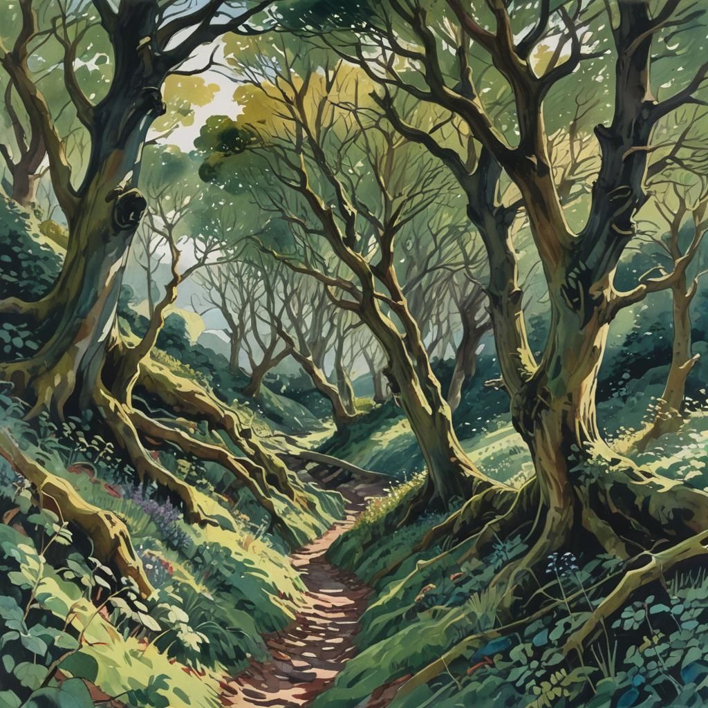 Dark Combe: Gouache and Watercolor Impressionist Masterpiece