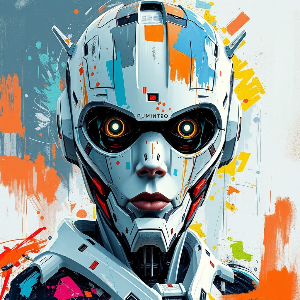Abstract Cyberpunk Portrait of a Futuristic Cyborg