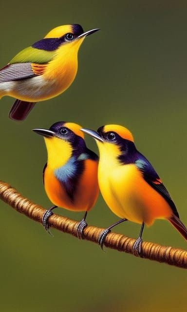 Orioles Singing: Digital Painting in Fairycore Style