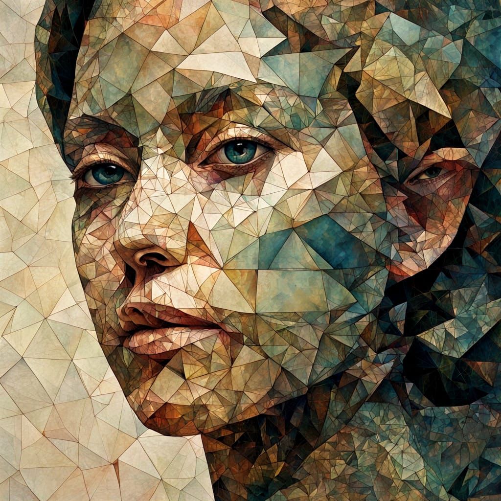 Geometric Abstract Portrait with Fractal Tessellations