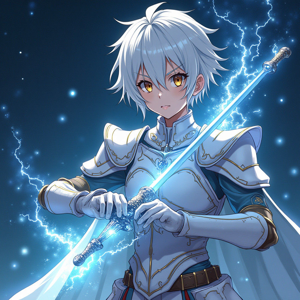 Anime Warrior with Cosmic Dragon Armor