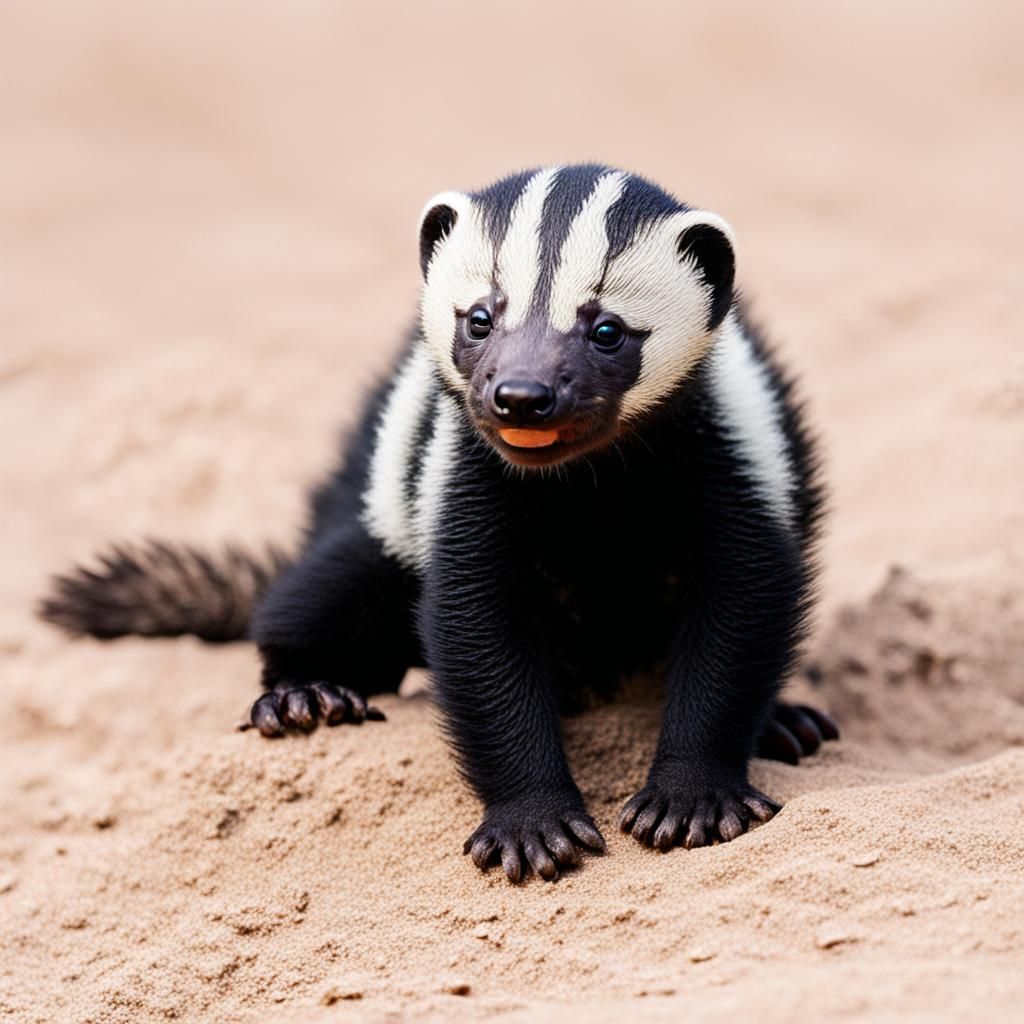 Adorable Baby Honey Badger Portrait