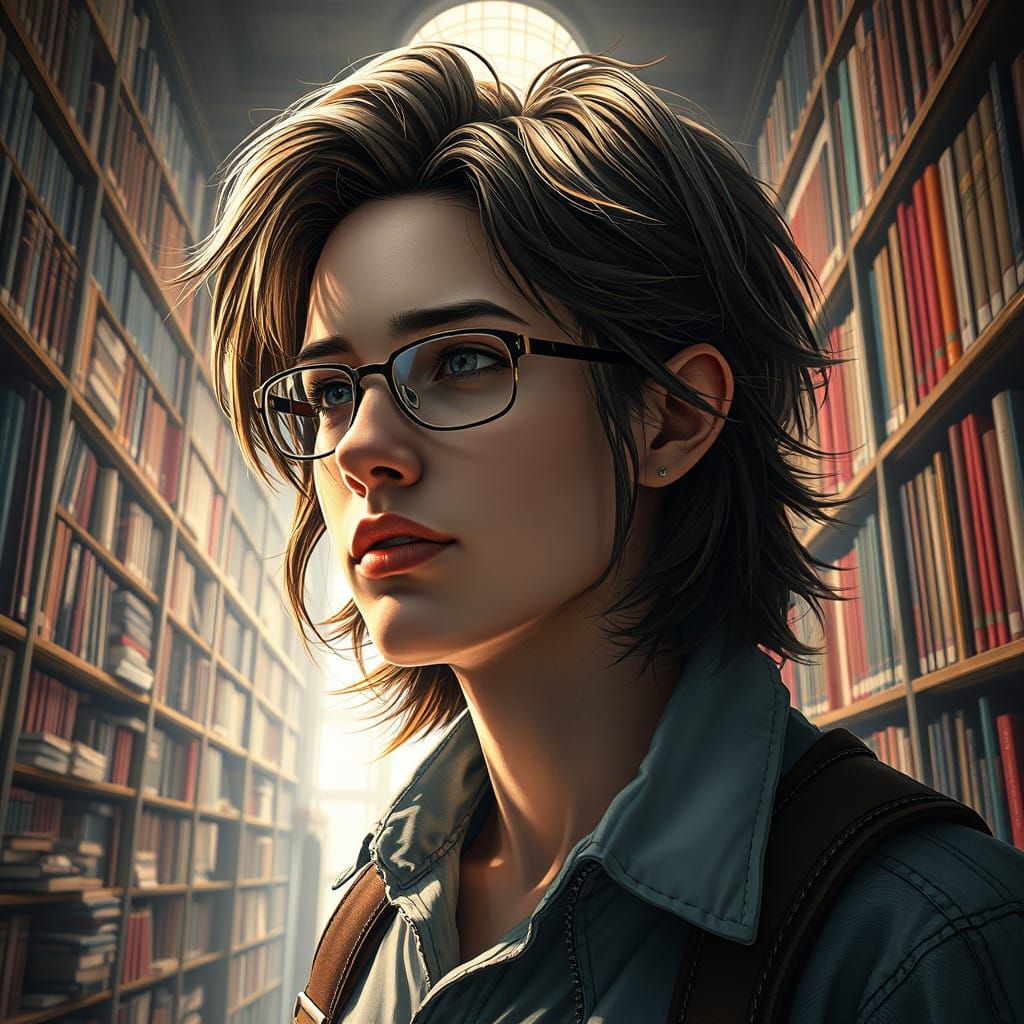 Dynamic High School Library in Vibrant Triadic Colors