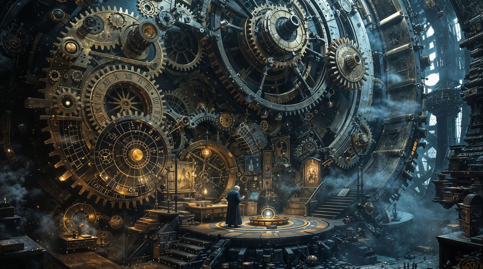 Antique Clockwork Sanctuary with Wise Guardian