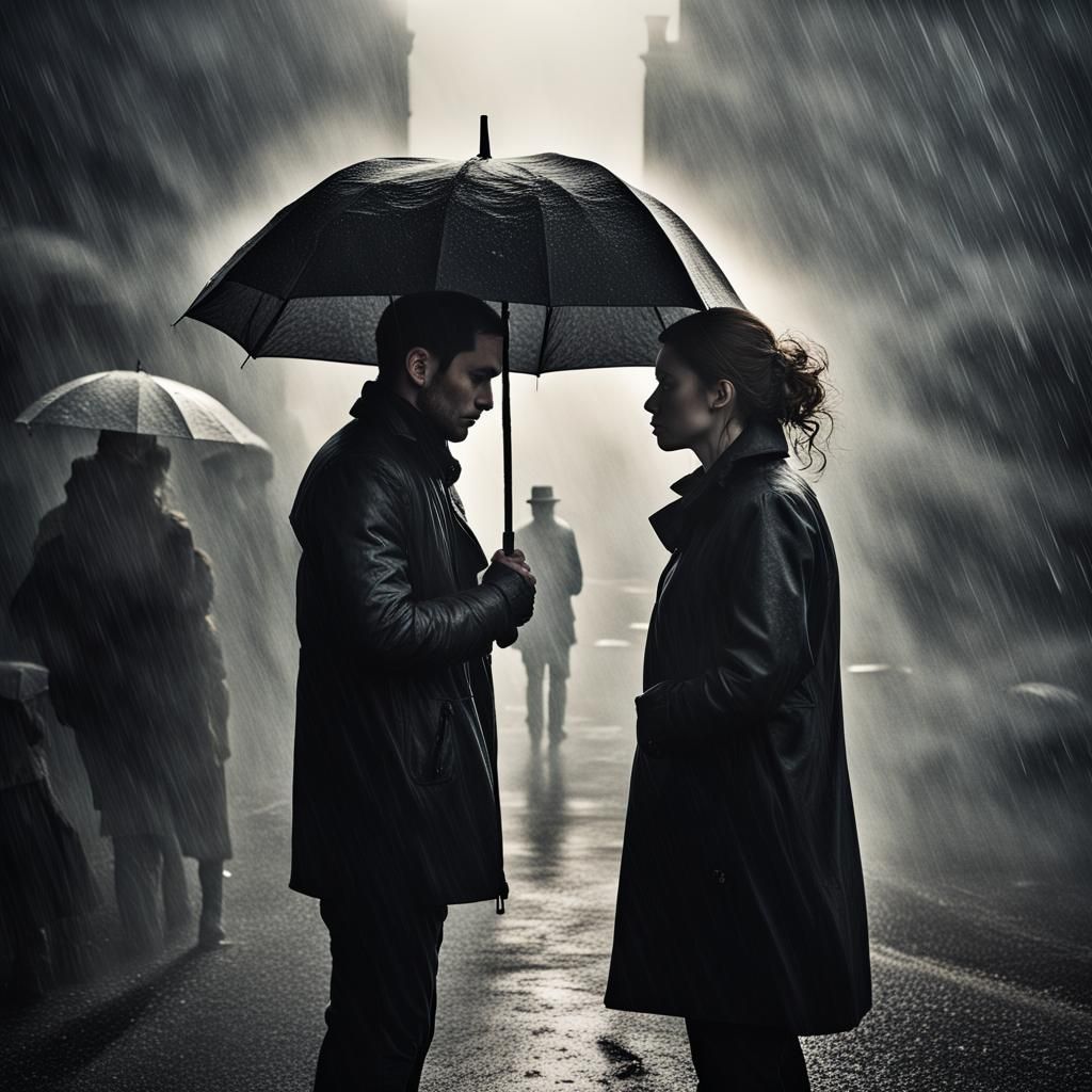 Cinematic Couple in Stormy Gotham Climate