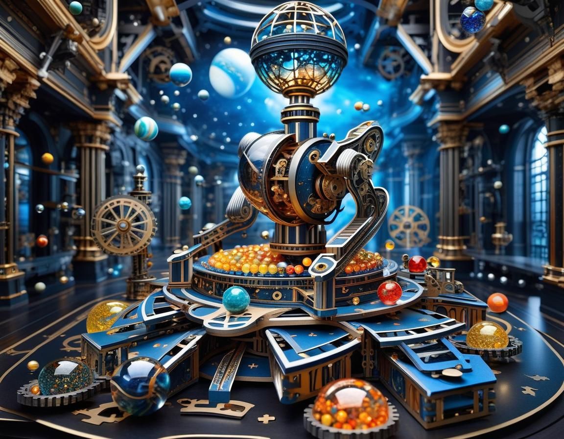 Elaborate 3D Mechanical Marble Puzzle Masterpiece