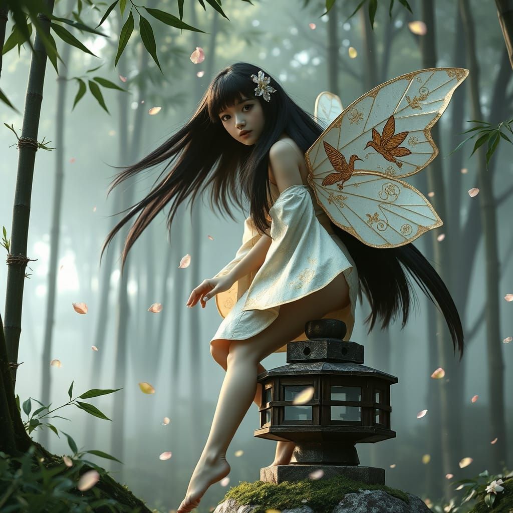 Mystical Japanese Fairy in Style of Studio Ghibli
