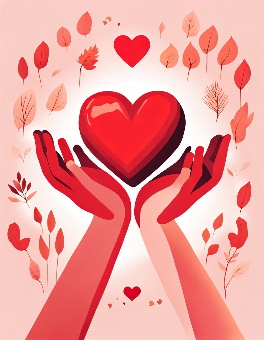 Embracing Red Heart: Digital Art Illustration