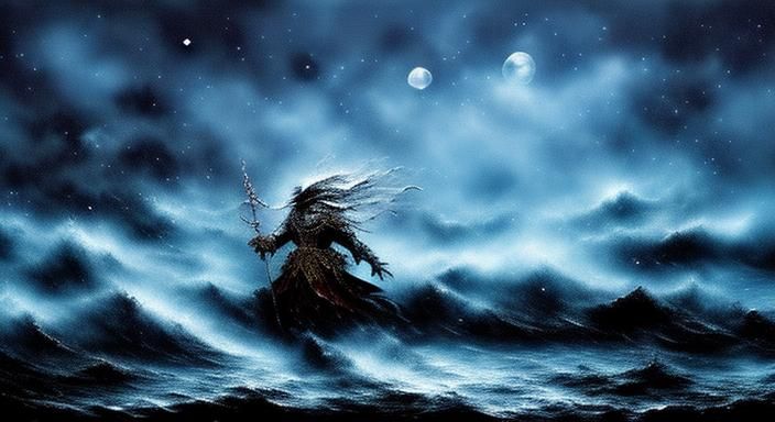 Impasto Moonlight Serenade in Deep Background