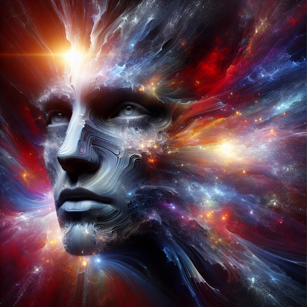 Dramatic Portrait with Abstract Color Background