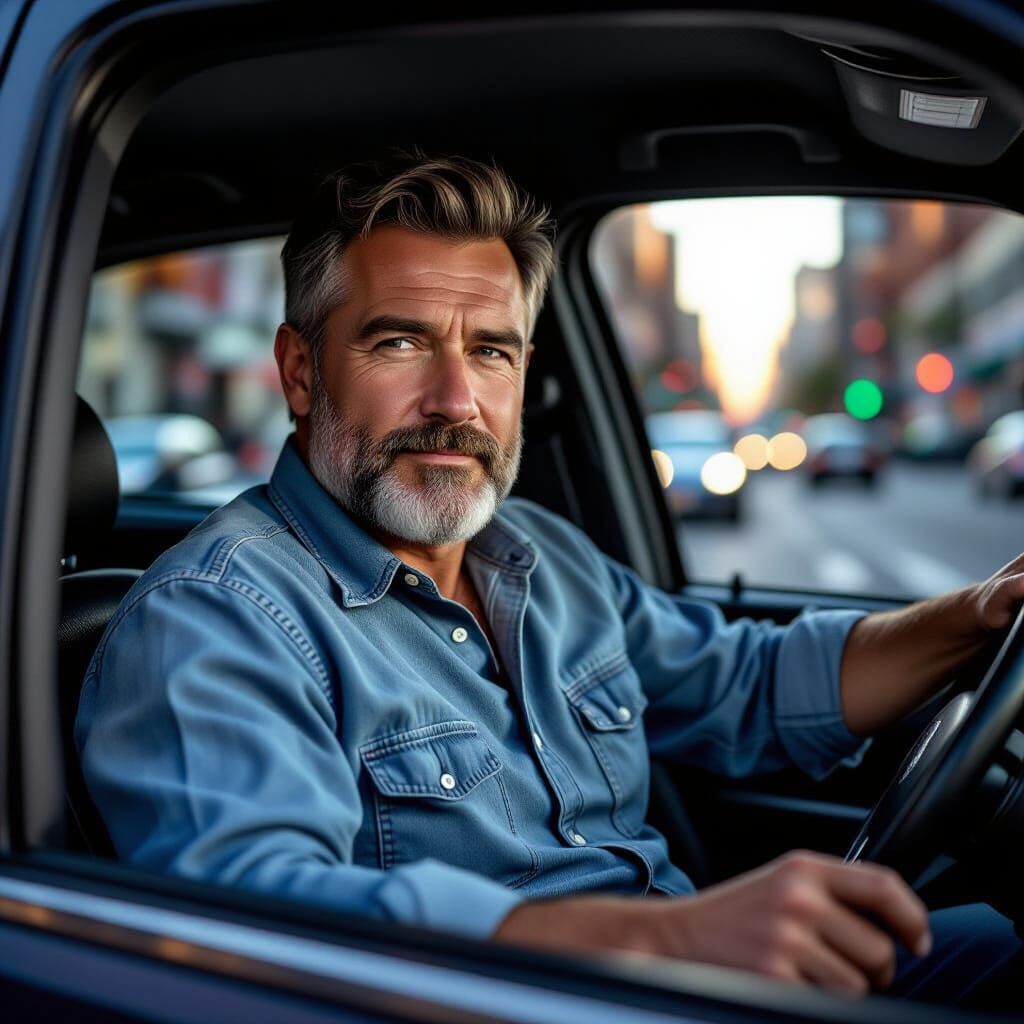 Hyperrealistic Taxi Driver Embodies Dad Mode