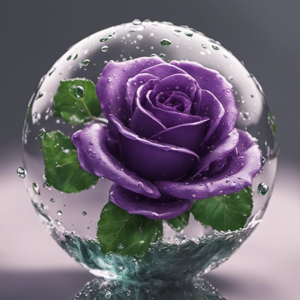 Glass Purple Rose in Tropical Sphere