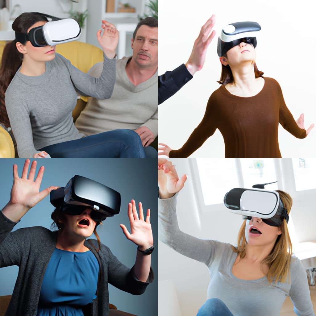 Woman Immersed in VR: Brainwashing Concept