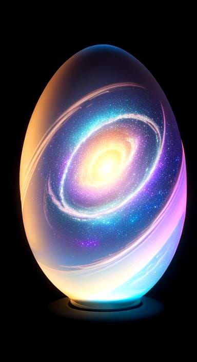 Human Form in Egg Shape with Swirling Colors