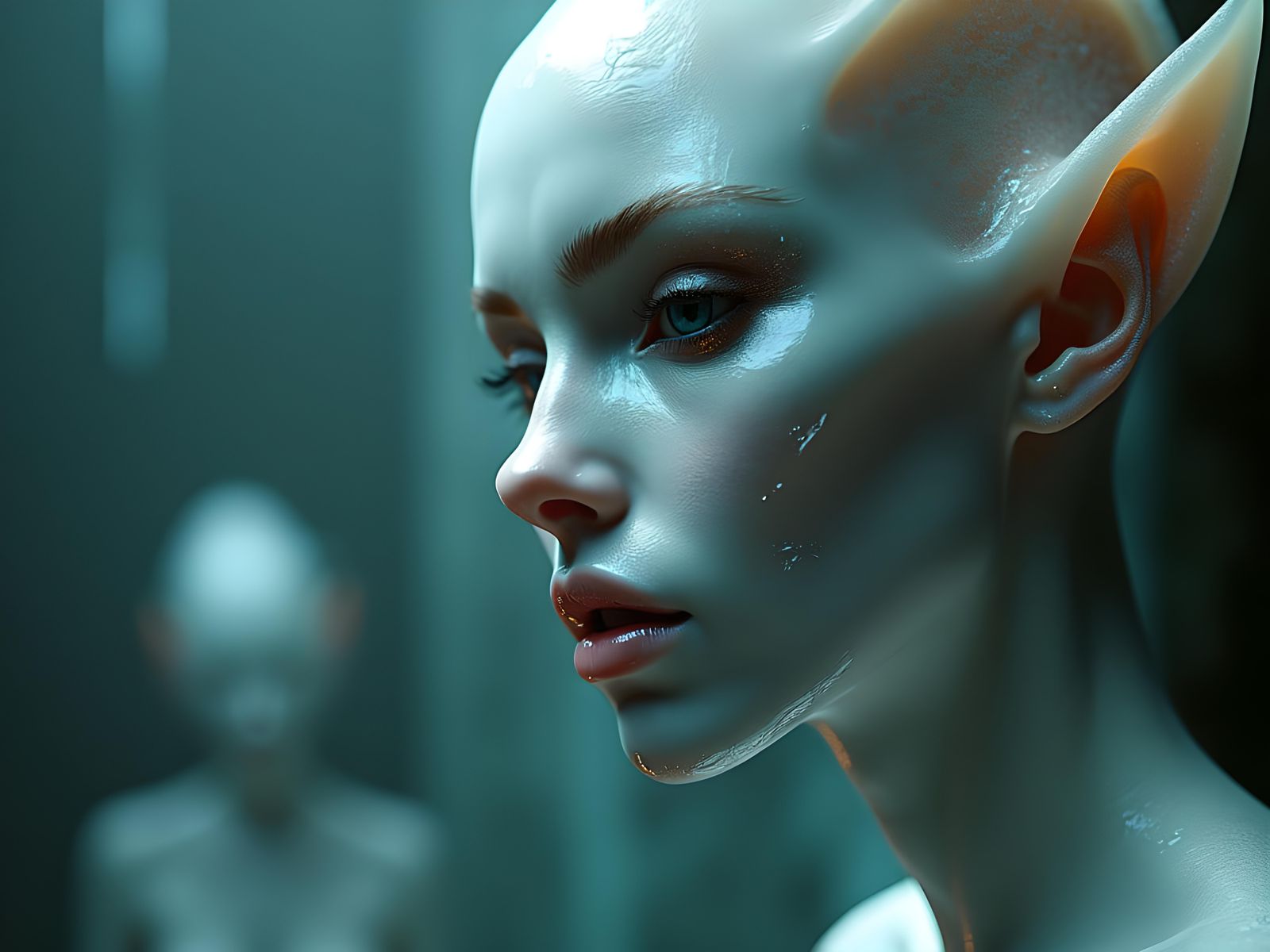 Opal Woman in 3D Alien Ritual Ink Wash