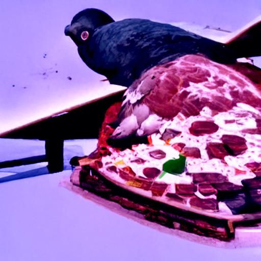 Pigeon Enjoying Pizza Slice