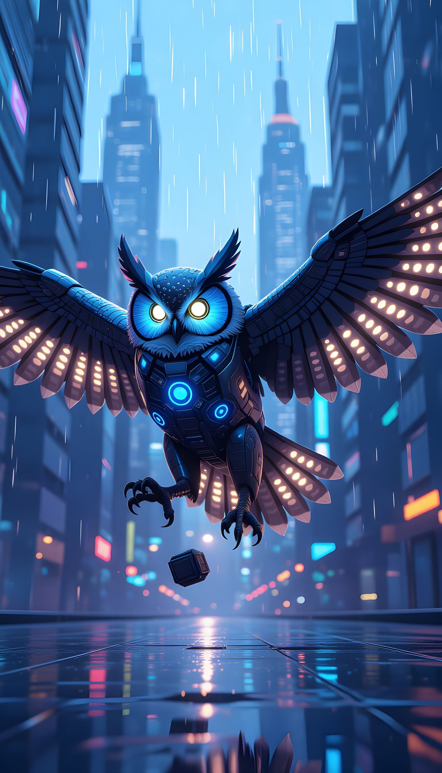 Futuristic Chrono-Owl in High-Precision Capture Operation