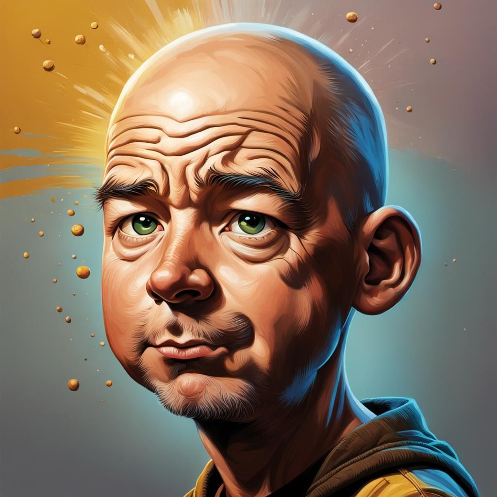 Hyperrealistic Charlie Brown Splash Art Portrait