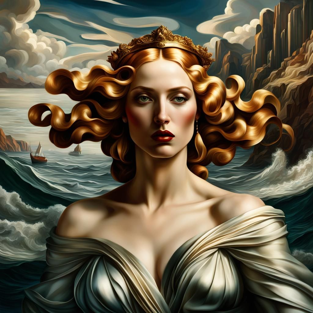 Birth of Venus as Art Deco Painting