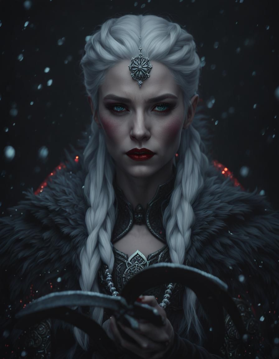 Woman with Bow in Blood Snow: Digital Matte Painting